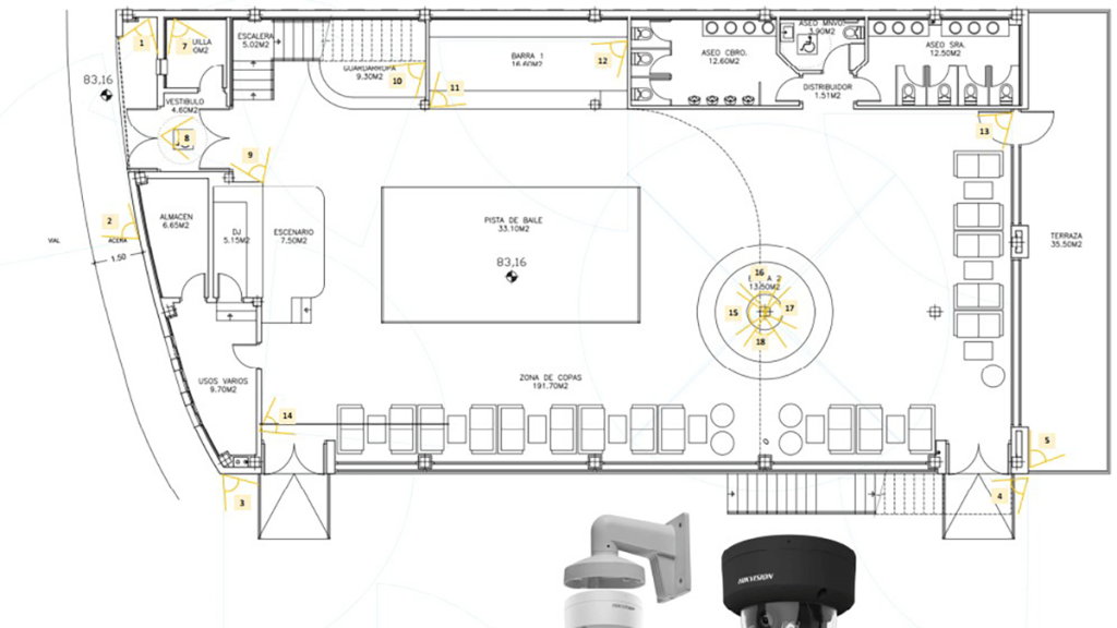 Proyecto de videovigilancia
23 cámaras, 3 pisos